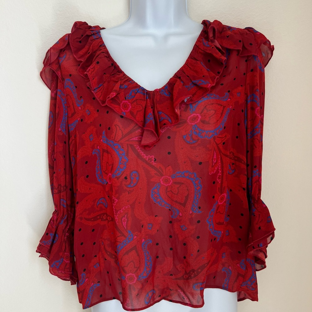 ♥️ Ted Baker Red Ruffle Top - Size 2